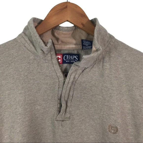 B7 Mens Chaps Ralph Lauren Half ZIP Sweatshirt w Elbow Patches XLT Tall - Picture 3 of 5